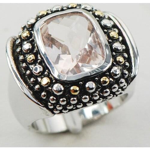 Morganite Women 925 Sterling Silver Ring F957 Size 6 7 8 9 10