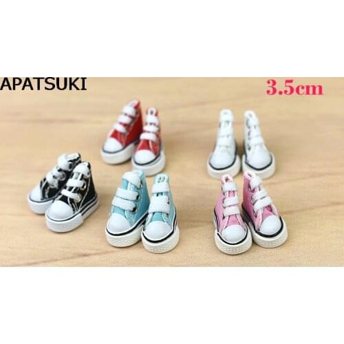 1Pair 3.5cm Canva Shoes For Blythe Dolls Causal Shoes For Barbie Doll House Mini Shoes For 1/6 BJD Fashion Doll Accessories
