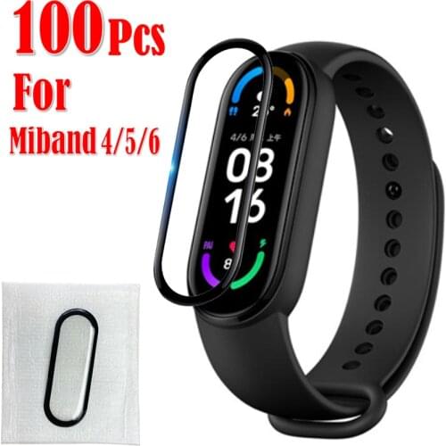 100Pcs 3D Protective Film for Xiaomi Mi Band 4 5 6 Screen Protector for Miband 5 6 Full Cover Smart Watchband 4 5 6 Soft Film