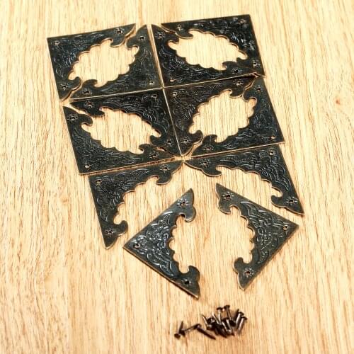 12/4pcs Vintage Metal Decorative Bat Corners Furniture Jewelry Box Feet Leg Iron applique Bracket Antique Bronze Desk Edge Cover