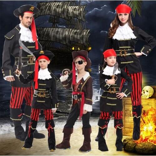 2016 Halloween Cosplay Costumes for Children Kids pirate costumes girls Parent child clothing Captain Jack dress Childrens gift