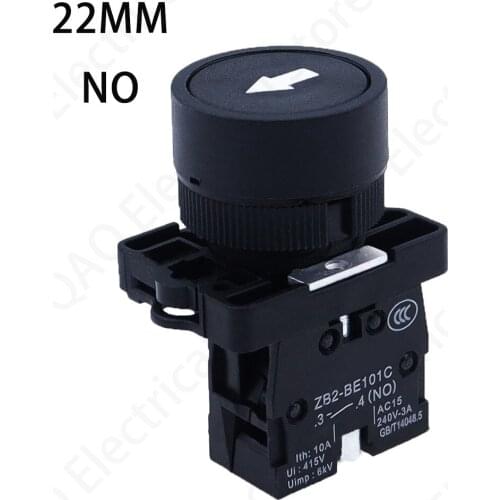 22mm 1 NO N/O Black Sign Momentary Push Button Switch 600V 10A ZB2-EA3351 XB2