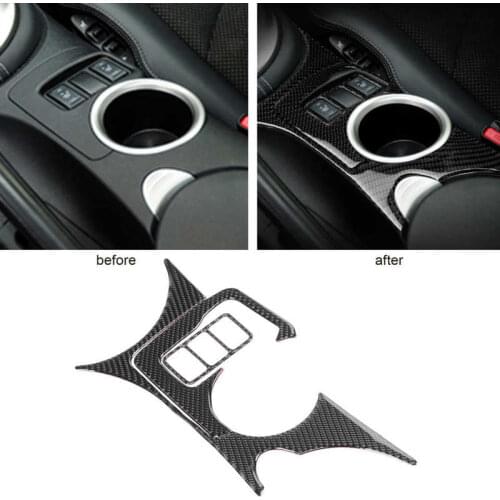 3Pcs/Set Console Cup Holder Carbon Fiber Cover Decorative Panel Sticker Fit for Nissan 370Z Z34 2009-2020 car style