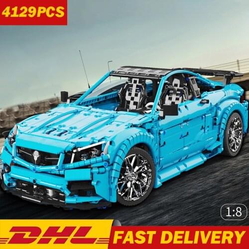 4129pcs MOC High-Tech Famous Super Speed Racing Car Building Blocks Blue C63 AMG Model Bricks Toys Kids Birthday Gift 60193