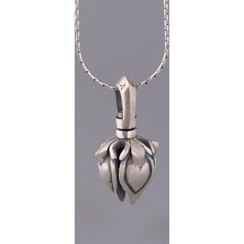 990 Silver Craft Matte Lotus Pendants for Necklace Vintage Unisex Jewelry for Men And Women Jewelry Best Friends Handmade DIY