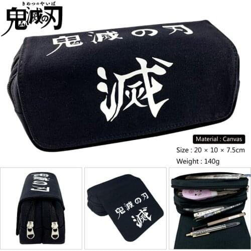 Demon Slayer: Kimetsu No Yaiba Cosplay Canvas School Student Pen Pencil Case Zipper Stationery Box Gift