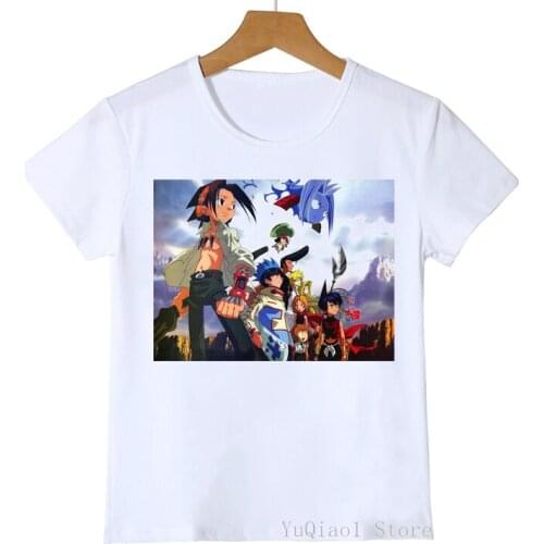 Kids Shaman King Shirt Japanese Anime Shirt Childrens Summer Clothes Baby Boys White Casual T-Shirt 3-13 Y Teen Tops Tees