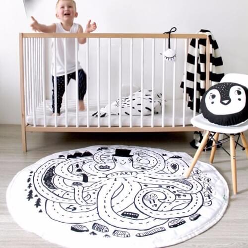 Baby Play Mats Funny Cartoon Octopus Highway Crawling Carpet Warm Round Blanket Kids Maze Game Mat Children Boy Girl Play Toys