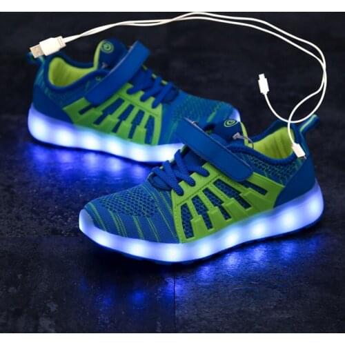 2020 New Kids USB Luminous Sneakers Glowing Children Lights Up Shoes With Led Slippers Girls Illuminated Krasovki Footwear Boys