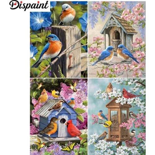 Dispaint Paint With Diamond Embroidery” Bird flower landscape" Diamond Painting Full Square Round Picture Of Rhinestone Decor
