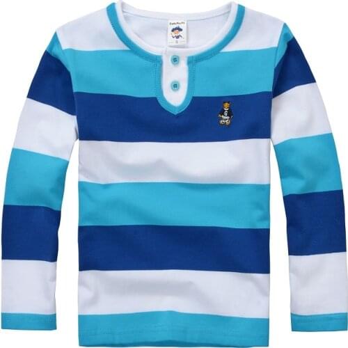 High Quality Boys T shirts Long Sleeve Children Sweaters Stripe Pattern Baby Boys Girls Unisex Tops Brand New Fashion Tees