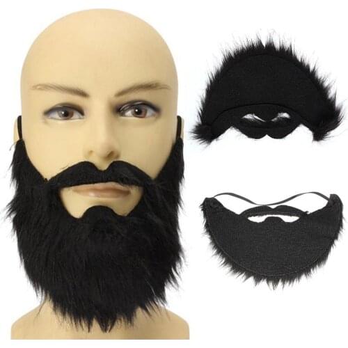 Fake Black Beard False Moustache Elasticated Halloween Party Prom Funny Props Cosplay Decoration