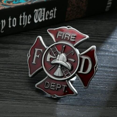 Western cowboy belt buckle fire tool dripping red cross personality unisex universal belt buckle