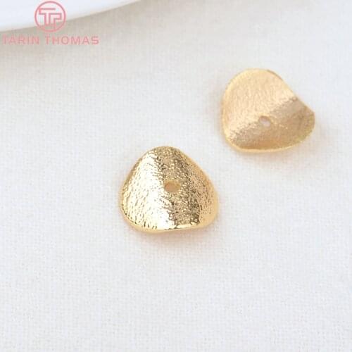 20PCS 10x10MM Hole 1MM 24K Gold Color Brass Matte Bead Caps High Quality Jewelry Making Findings Accessories