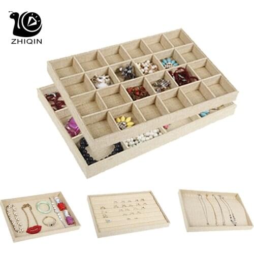 Linen Jewelry Tray Jewelry Display Stand Ring Bracelet Earrings Necklace Pendant Storage Display Trays Jewelry Storage Box