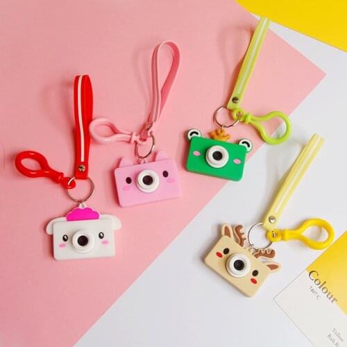 Cute Cartoon Frog Bear Bunny Camera Kids Toys Fur Keychain For Women Soft Rubber Waistband Key Ring Chains Car Bag Charm D350