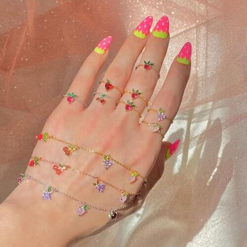 Gold color cute lovely delicious fruit charm bracelet fashion girl women sweet charm chains
