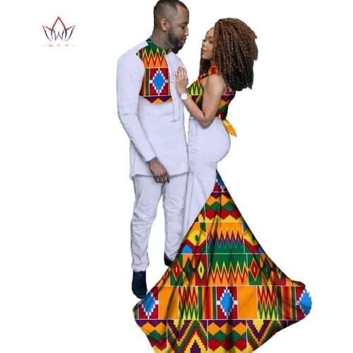 Fashion African Clothing Dresses for Women Ankara Style Batik Prints Mens Suit & Lady Sexy Dress Couples Clothing WYQ52