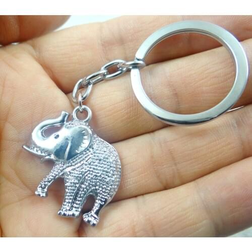 Fashion Creative alloy Key Chain Ring Keyring Silver Elephant Pendants Gift Tool Men Car Accessories 1PC