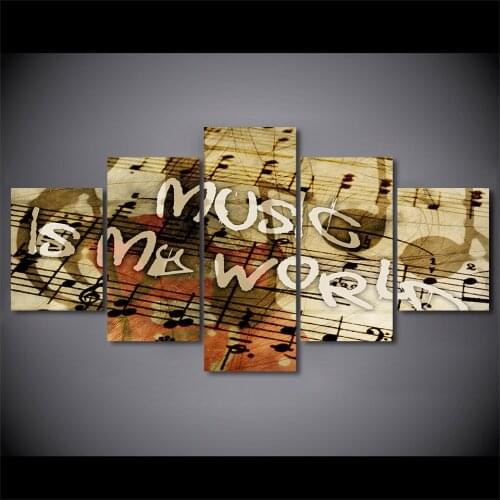 Modular Decoration Posters Picture On Canvas Wall Art Home Unframed 5 Panel Music Score Living Room Modern HD Printed Painting