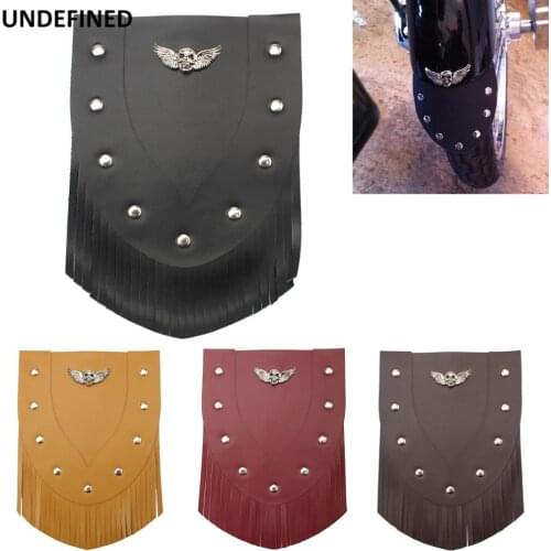 Motorcycle Skull Vintage Front Fender Mudguard Cover PU Leather Tassel Fender for Harley Sportster XL883 Softail Dyna Universal