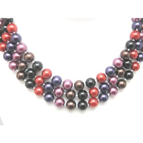 Wholesale Multicolor 10mm shell synthesis pearl round beads necklace for women elegant hot sale jewelry making 17inch F304PE