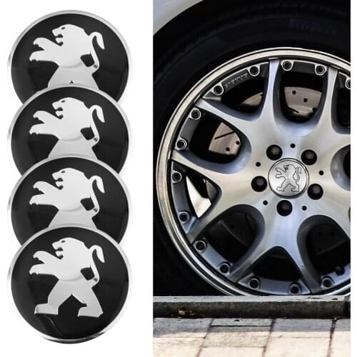 4Pcs Metal Car Emblem Wheel Hub Center Cap Stickers For Peugeot 407 206 207 2008 208 5008 308 3008 508 307 107 4008 408 607 406