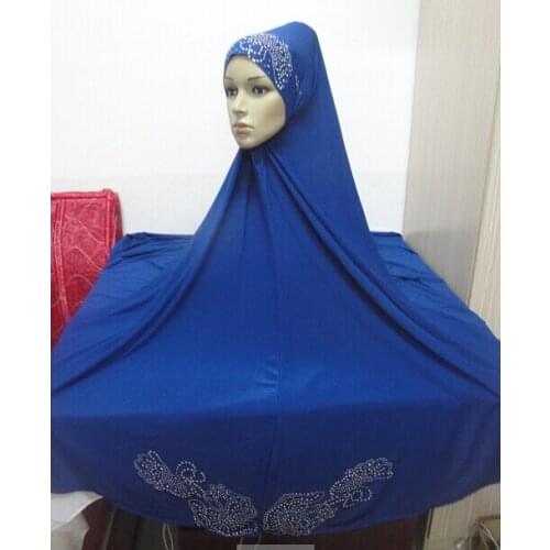 H460 latest big size pray hijab with rhinestones,long style,fast delivery,assorted colors
