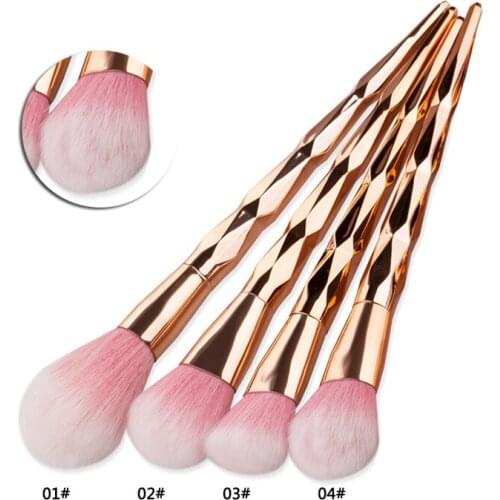 Brand New 1Pcs/Set Women Beauty Diamond Rose Gold Makeup Powder Foundation Blush Cosmetics Cheek Contour Brush Tool Party Gift