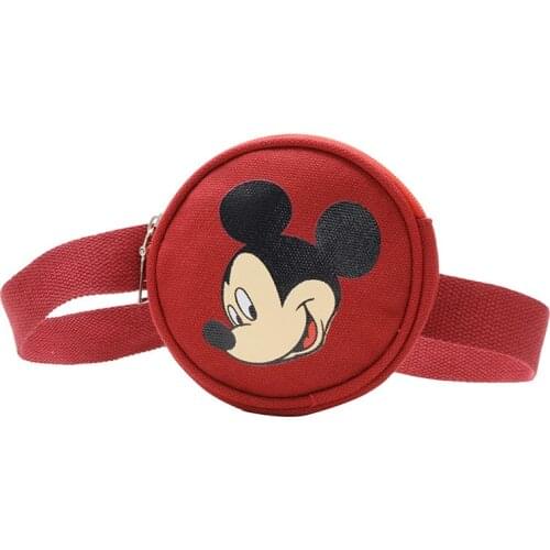 Disney new children pocket cartoon cute Mickey Mouse Minnie Donald Duck small round bag boys and girls leisure chest bag zero