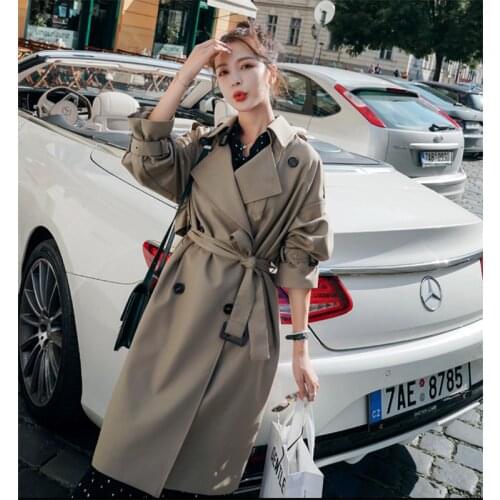 Oversize Trench Coat For Women 2020 Spring Korean Casual Double Breasted Coats Woman Streetwear Long windbreaker With Belt Y167