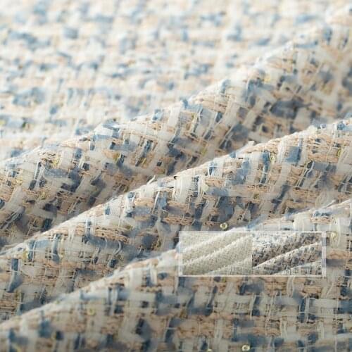 Pearlsilk France White Sequin Tweed Fabrics Autumn Jacket Dress Suits Garment Materials The Sewing Cloth Meter Freeshipping