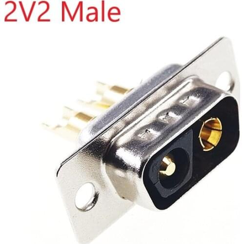 2 pcs D-Sub Connector Plug male 30 AMP Large Current 2 Pin Combo 2V2 Gold Flash Panel Mount Wire Solder Cup High Power Machined