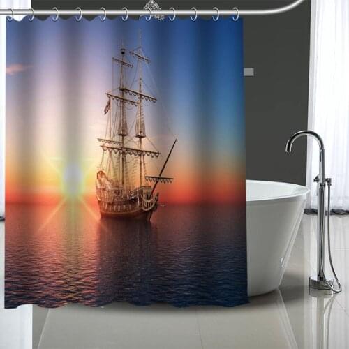 Hot Sale Sea Custom Pattern Polyester Bath curtain Waterproof Shower Curtains DIY Bath Screen Printed Curtain for Bathroom