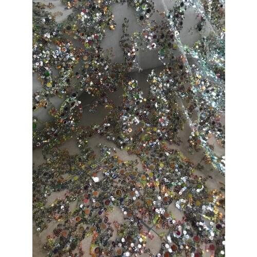 Super quality embroidery tulle mesh lace fabric with sequins SYJ-59689 for wedding dress