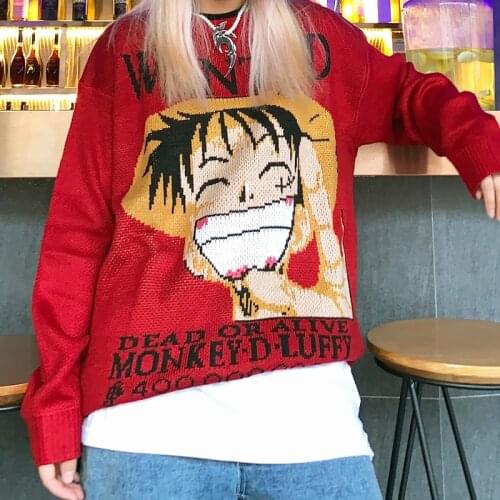 New Autumn Sweater Women Cartoon One Piece Sweater College Style Sweater Loose Round Neck Knitted Sweater Cotton Man Sweater