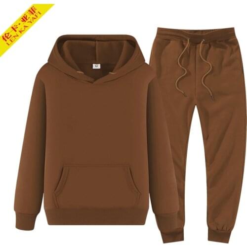 Men winter fleece tracksuit male suit Sweatshirt set Casual Hoodies men Jogger fashion Brand pullover black sports suit