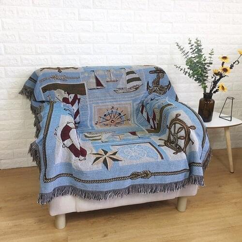 High Quality Mediterranean Cotton Line Blanket Tapestry Sofa Towel Rug Outdoor Leisure Blanket Picnic Mat Restaurant Tablecloth