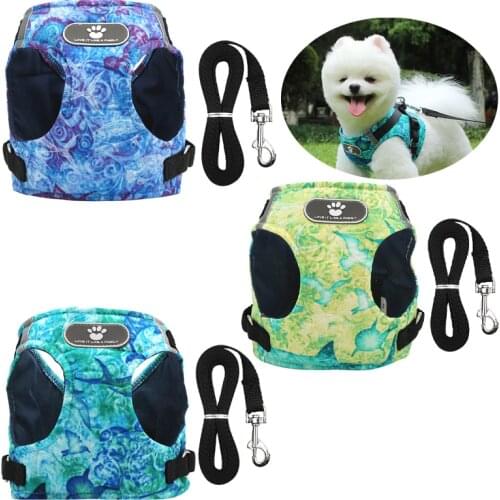 Winter Dog Harness Vest Collar with Leash Set Pet Walking Harness Adjustable Cat Led Reflective for Puppy Small Medium Large Dog