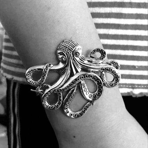 Snake Bracelet for Women Punk Style Metal Dragon Hand Chain Octopus Retro Silver Color Gothic Men Jewelry Accessories VGH014