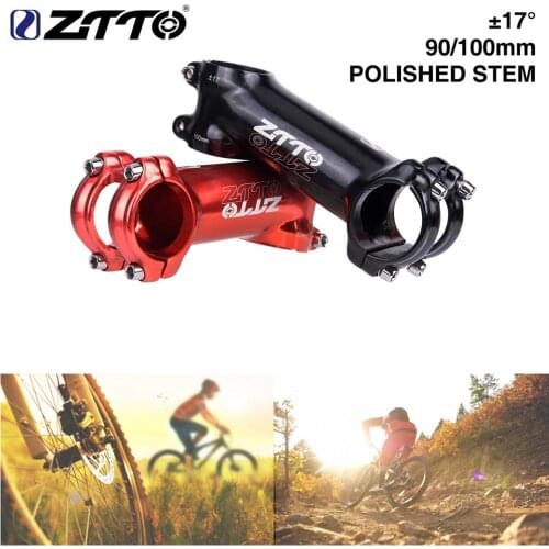 ZTTO Bicycle Parts MTB Road Bike 17 Degree Polished Bicycle Stem 90mm 100mm High Strength Lightweight 31.8mm AL6061
