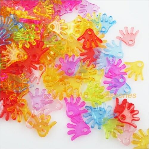 150 New Palm Charms Acrylic Plastic Hands Pendants Clear Mixed 15.5x17.5mm
