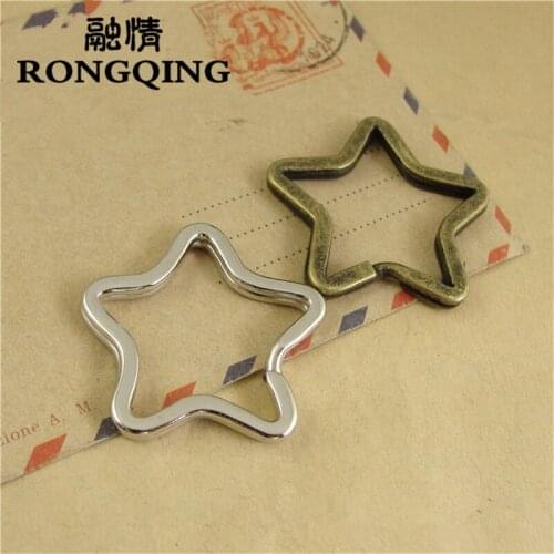 RONGQING Diy 40pcs Keyring Split Ring 35*34MM Good Quality Key Ring For Keychain Making Sleutelhanger Five pointed star