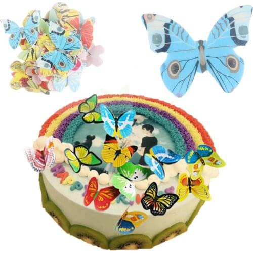 42pcs/lot Mixed Butterfly Edible Glutinous Wafer Rice Paper Cake Cupcake Toppers For Cake Decoration Birthday Wedding Cake Tools