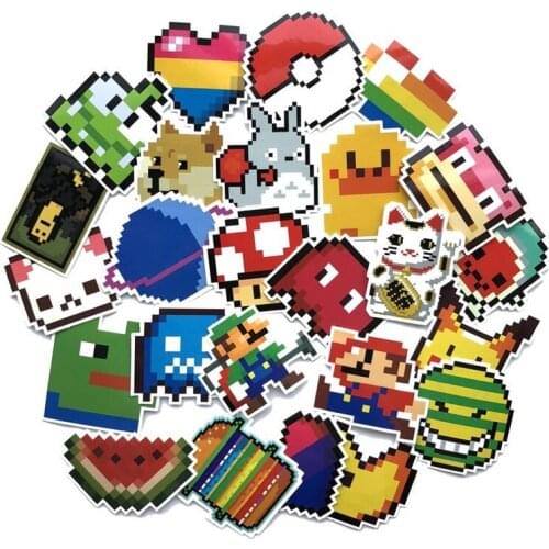 5 Sets = 125PCS Pixel Wind Cute Stickers Suitcase Computer Waterproof Graffiti Stickers