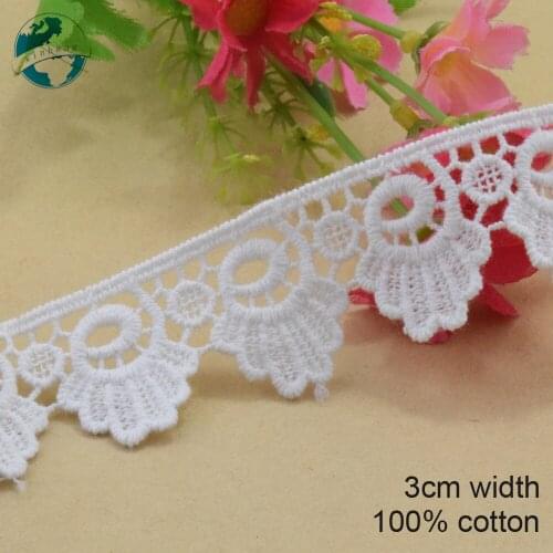 5yards 3cm wide 100% Cotton embroid lace sewing ribbon guipure trim wedding lace DIY Garment Accessories african doll lace#3927
