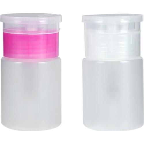 60ml/pc Pump Dispenser Nail Art Wash Remover Alcohol Liquid Cleaner Empty Plastic Press Pump Bottle Nail Art DIY Manicure Tools