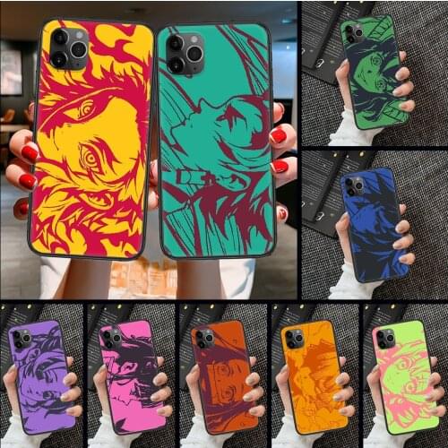 Anime Demon Slayer Phone Case Cover Hull For iphone 5 5s se 2 6 6s 7 8 12 mini plus X XS XR 11 PRO MAX black silicone coque