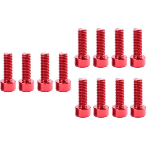 12Pcs Lightweight Bike Water Bottle Cage Holder Bolts Screws Accessory Red