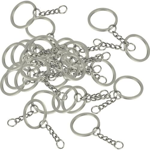 30pcs Key Key Chain Metal Chain 28mm Split Bag Charm Making Crafts